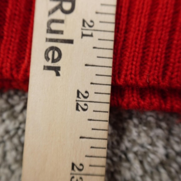 VTG Cable Knit Cardigan Womens M Red Button Front Aran 3D Fisherman Sweater 80s - Picture 7 of 10